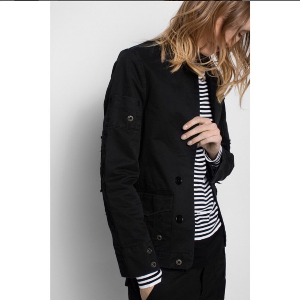 Zadig & Voltaire Vladimir Versatile Black Distressed Grunge Blazer, Size S